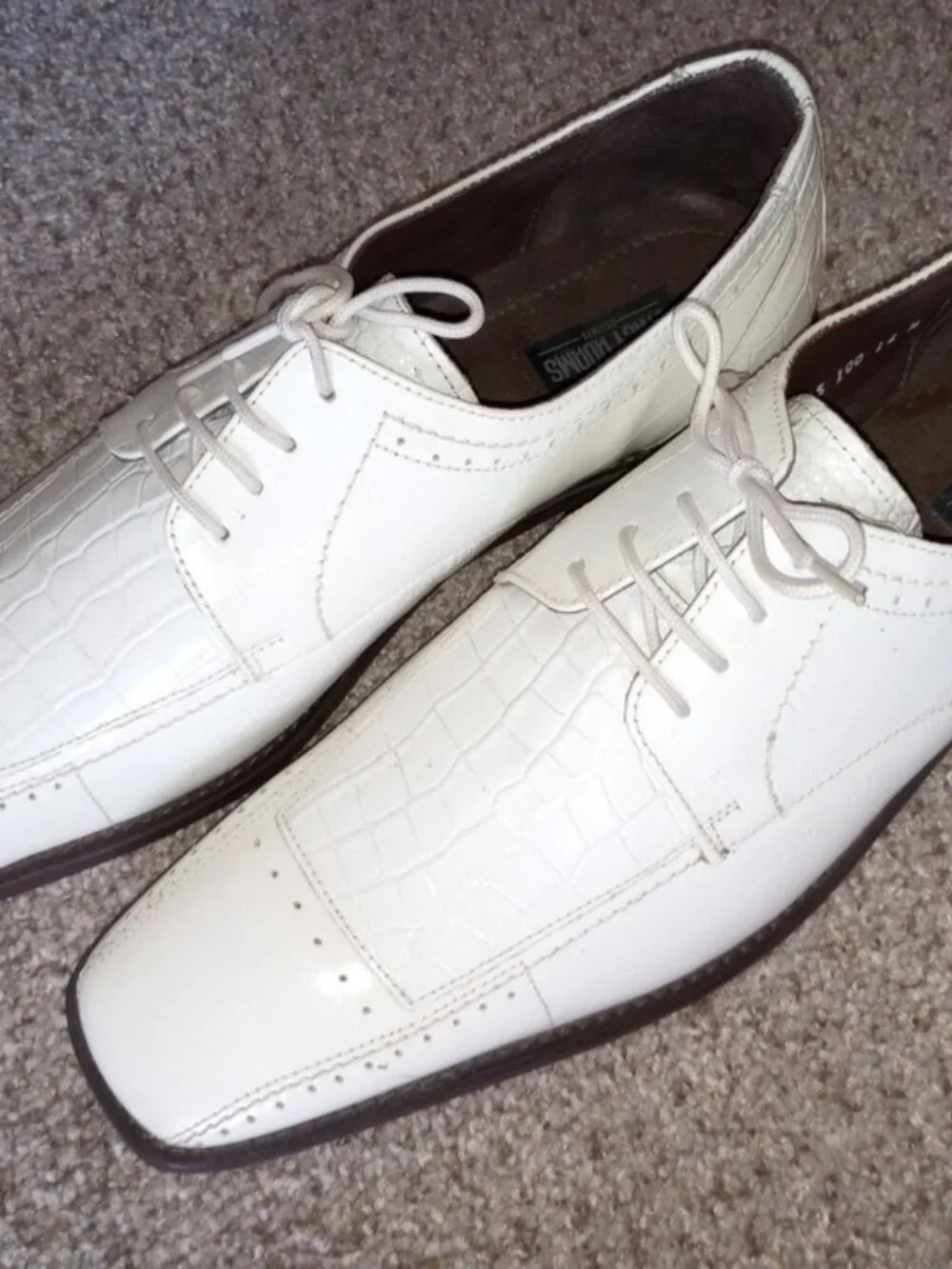 STACY ADAMS es11875 Men`s Shoes size 14M Looks like Crocodile white